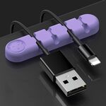 5 PCS 4 fori Bear Silicone Desktop Data Cable Cable Organizzazione e dispositivo di fissaggio (Lilla Purple)