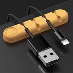5 PCS 4 fori da 4 fori Bear Silicone Desktop Cable Data Cable Organizzazione e dispositivo di fissaggio (giallo limone)