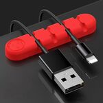 5 PCS 4 fori Bear Silicone Desktop Cable Data Cable Organizzazione e dispositivo di fissaggio (rosso)