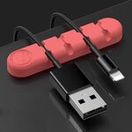 5 PCS 4 fori da 4 fori Bear Silicone Desktop Data Cable Cable Organizzazione e dispositivo di fissaggio (camelia rossa)