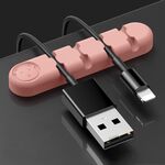 5 PCS 4 fori Bear Silicone Desktop Cable Data Cable Organizzazione e dispositivo di fissaggio (Girly Pink)