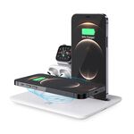 HQ-UD17 4 in 1 Porta del telefono caricatore wireless Base di ricarica per smartphone, iWatch, AirPods (White)