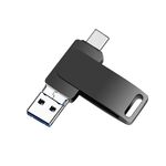 64 GB USB 3.0 + 8 PIN + USB-C / TYPE-C 3 IN 1 Phone Phone Computer Metal Rotatible U-disk (nero)