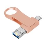 16 GB USB 3.0 + 8 Pin + USB-C / TYPE-C 3 in 1 computer mobile in metallo U-disco (rosa)
