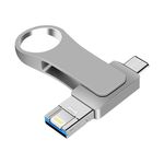 32 GB USB 3.0 + 8 Pin + USB-C / TYPE-C 3 in 1 computer mobile in metallo U-disco (argento)