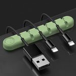 5 PCS 6 fori Bear Silicone Desktop Cable Data Cable Organizzazione e dispositivo di fissaggio (Green Matcha)