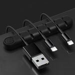 5 pezzi 6 fori Bear Silicone Desktop Cable Desktop Cable Organizzazione e dispositivo di fissaggio (nero)