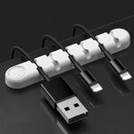 5 PCS 6 fori Bear Silicone Desktop Data Cable Cable Organizzazione e dispositivo di fissaggio (bianco)