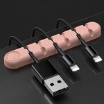 5 PCS 6 fori da 6 fori Bear Silicone Desktop Cable Data Cable Organizzazione e dispositivo di fissaggio (sabbia rosa)