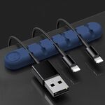 5 PCS 6 fori da 6 fori Bear Silicone Desktop Cable Data Cable Organizzazione e dispositivo di fissaggio (blu scuro)