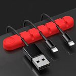5 pezzi 6 fori Bear Silicone Desktop Cable Desktop Cable Organizzazione e dispositivo di fissaggio (rosso)