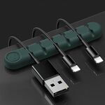 5 PCS 6 fori Bear Silicone Desktop Data Cable Cable Organizzazione e dispositivo di fissaggio (verde scuro)