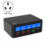 618 QC3.0 + PD20W + 3 x Caricabatterie USB Porta USB con display LCD intelligente, Plug AU (nero)