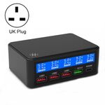 618 QC3.0 + PD20W + 3 x Caricabatterie USB Porta USB con display LCD intelligente, tappo del Regno Unito (nero)
