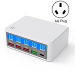 618 QC3.0 + PD20W + 3 x Caricabatterie USB Porta USB con display LCD intelligente, Plug AU (bianco)