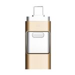256 GB Type-C + 8 PIN + USB 3.0 3 in 1 OTG Metallo USB Flash Drive (GOLD)