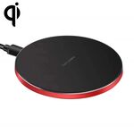 Caricabatterie wireless rotondo in metallo da 15W Smart Fast carica veloce (superficie rossa + nera)