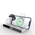 SY-011 15W Wireless Stand Fast Charge Clock Tre in uno Caricatore wireless pieghevole (bianco)