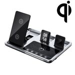 R11 4 in 1 caricatore wireless per telefono da 30 W con luce ambientale (nero argento)