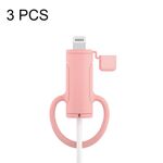 Custodia in silicone per cavo dati lavabile morbido da 3 pezzi per Apple, specifiche: 8 pin (rosa)