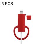 Custodia in silicone per cavo dati lavabile morbido da 3 pezzi per Apple, specifiche: 8 pin (rosso)
