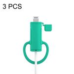 Custodia in silicone per cavo dati lavabile morbida da 3 pezzi per Apple, specifica: 8 pin (verde menta)