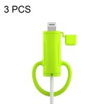 Custodia in silicone per cavo dati lavabile morbida da 3 pezzi per Apple, specifica: 8 pin (verde senape)