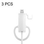 Custodia in silicone per cavo dati lavabile morbido da 3 pezzi per Apple, specifiche: 8 pin (bianco)