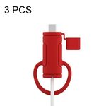 Custodia in silicone per cavo dati lavabile morbido da 3 pezzi per Apple, specifica: tipo C (rosso)