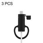 Custodia in silicone per cavo dati lavabile morbido da 3 pezzi per Apple, specifica: tipo C (nero)