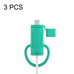 Custodia in silicone per cavo dati lavabile morbido da 3 pezzi per Apple, specifica: tipo C (verde menta)