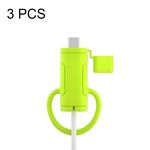 Custodia in silicone per cavo dati lavabile morbida da 3 pezzi per Apple, specifica: tipo C (verde senape)