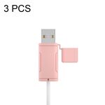Custodia in silicone per cavo dati lavabile morbido da 3 pezzi per Apple, specifiche: USB (rosa)