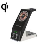 H27 15W 6 in 1 con funzione orologio Caricabatterie wireless per telefono magnetico per iWatch/AirPods (nero)