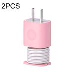 Per iPhone 11/12 18W/20W Adattatore di alimentazione 2 pezzi Custodia protettiva Cover Data Cable Organizer (rosa)