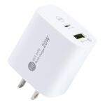 PD 20W USB-C/Type-C+QC 3.0 Interfaccia USB Caricabatterie a ricarica rapida, specifica: spina americana (bianca)