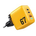 WK WP-U141 67W USB + doppio caricatore USB-C / Type-C GaN, spina: spina europea (giallo)