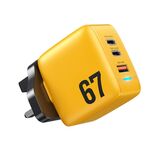 WK WP-U141 67W USB + doppio caricatore GaN USB-C / Type-C, spina: spina UK (giallo)