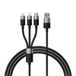 Baseus StarSpeed 3.5A USB a 8 pin + Type-C + Micro USB 3 in 1 Cavo dati di ricarica, lunghezza: 0,6 m (nero)