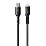 WK WDC-10 PD 20W USB-C/Type-C a 8 pin cavo dati in silicone, lunghezza: 1,2 m (nero)