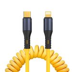 Cavo dati di ricarica a molla XJ-U101 da USB-C / Type-C a 8 pin, lunghezza: 1,5 m (giallo)