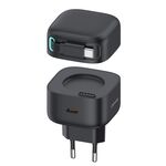 USAMS US-CC202 Caricabatterie rapido GaN serie SMF PD35W doppia porta tipo C, spina europea (nero)