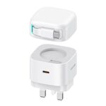 USAMS US-CC204 Caricabatterie rapido GaN serie SMF PD35W doppia porta tipo C, spina UK (bianco)