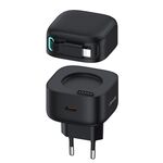 USAMS US-CC209 Caricatore rapido GaN serie SMF PD35W a 8 pin + tipo C a doppia porta, spina europea (nero)