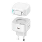 USAMS US-CC209 Caricatore rapido GaN serie SMF PD35W a 8 pin + tipo C a doppia porta, spina europea (bianco)