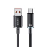USAMS Cavo dati di ricarica rapida da USB a Type-C 6A in lega di alluminio LED trasparente, lunghezza: 1,2 m (nero)