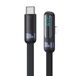 USAMS US-SJ652 PD Cavo dati a gomito per ricarica rapida da USB-C/Type-C a 8 pin in lega di alluminio con display digitale, lunghezza: 1,2 m (nero)