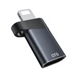 Adattatore OTG ADS-616B da 8 pin maschio a USB-C/Type-C femmina (grigio pistola)