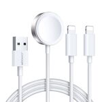 JOYROOM S-IW007 Cavo dati di ricarica wireless da USB 3 in 1 a doppio 8 pin + orologio magnetico, lunghezza: 1,2 m (bianco)