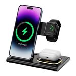Caricabatterie wireless pieghevole A80 3 in 1 da 15 W (nero)